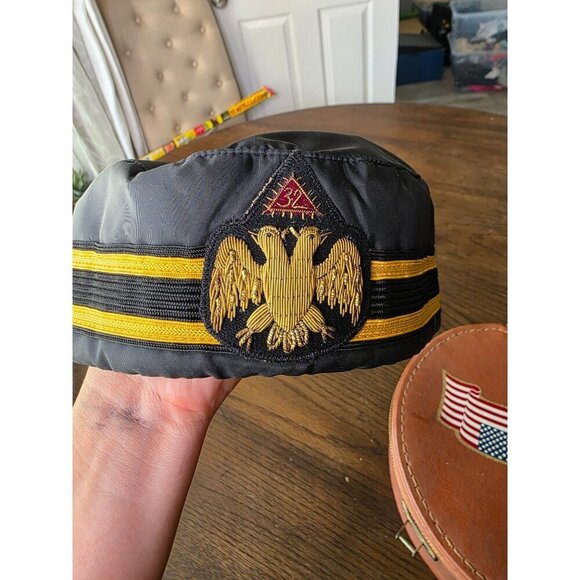 VTG 32ND DEGREE SCOTTISH RITE MASONIC FREEMASON CAP BULLION DOUBLE EAGLE EMBLEM - Picture 3 of 16